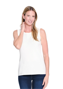 Winter White Jewel  Neck Tank Sweater by Multiples .