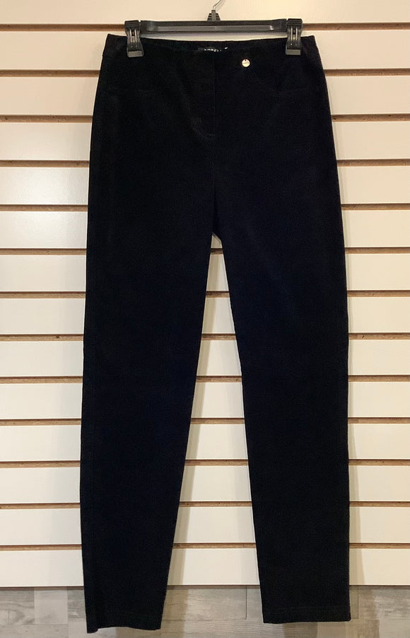 Black Bella Corduroy Straight Leg Pants by Robell.