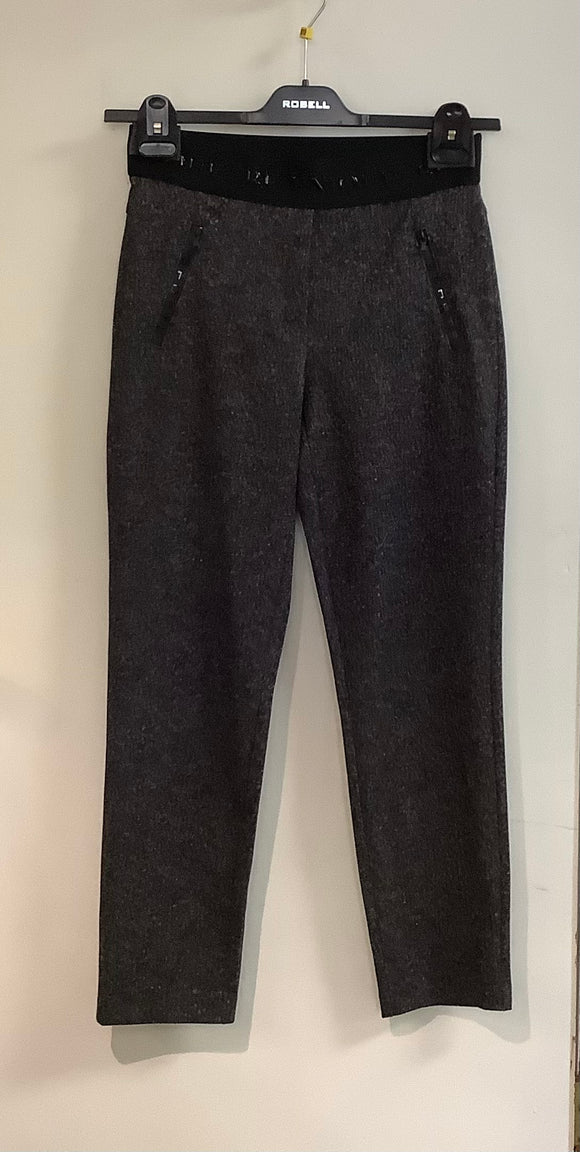 Black/Grey Fleck Super Soft Nelly Slim Leg, Pull-On  Pant w/Zip Front Pockets by Robell.