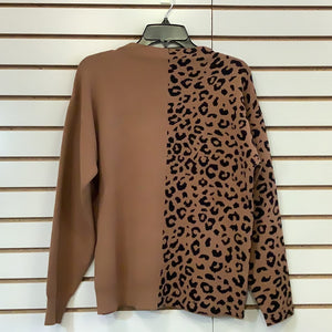 Carmel Tunic Sweater Knit, One Side Solid, the Other Black/Carmel Animal Print by Carrie Noir.