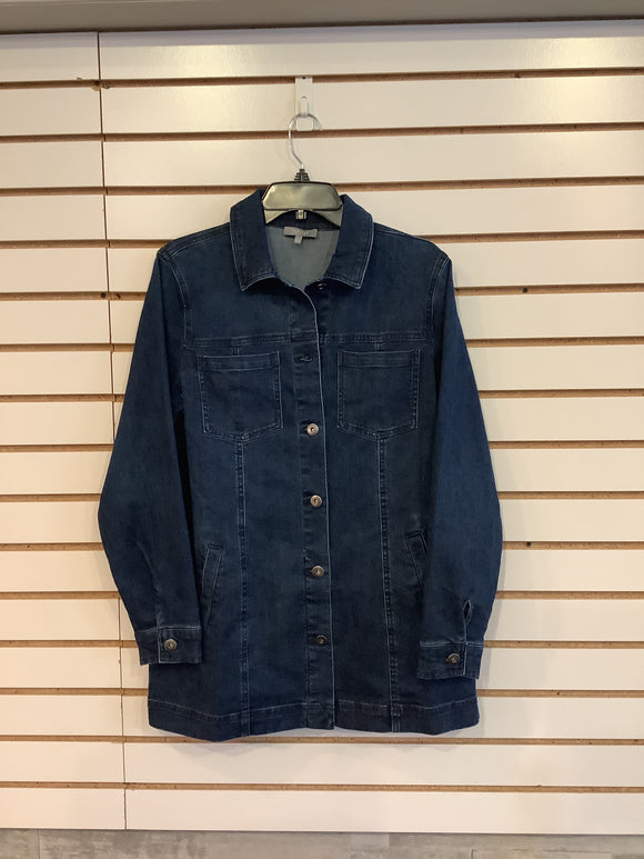 Stretch Denim Boyfriend Jacket by Habitat.  Silver Tone buttons and 4 Pockets on the Front.