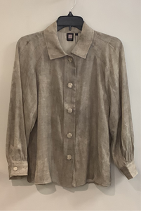 Champaign Shimmer Tone on Tone Button Front, Long Sleeve Shirt by Lior
