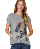 Grey and Multi Colored Floppy Eared Dog, “Fi Fi Fluff”, Cap Sleeve, Hooded Knit Top w/Front Kangaroo Pocket by Inoah.