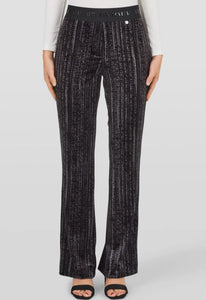 Black/Tan Joella Herringbone Pull-On, Straight Leg Pants by Robell.