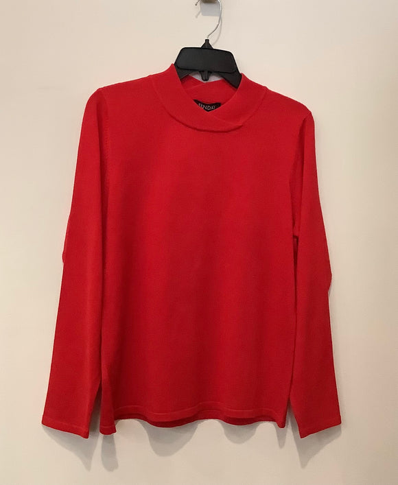 Red Round Neck, Long Sleeve Sweater by Sunday.