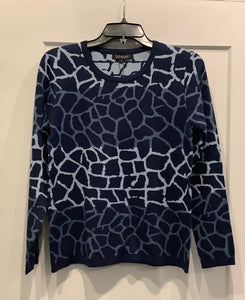 Light And Dark Blue Cobblestone Design, Long Sleeve, Round Neck Sweater by Sunday