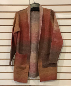 Fall Color, Long Sleeve, Shawl Collar Open Front Cardigan Sweater by Papa.