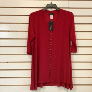 Red V-Neck Tunic w/ Button Front by Sea and Anchor.