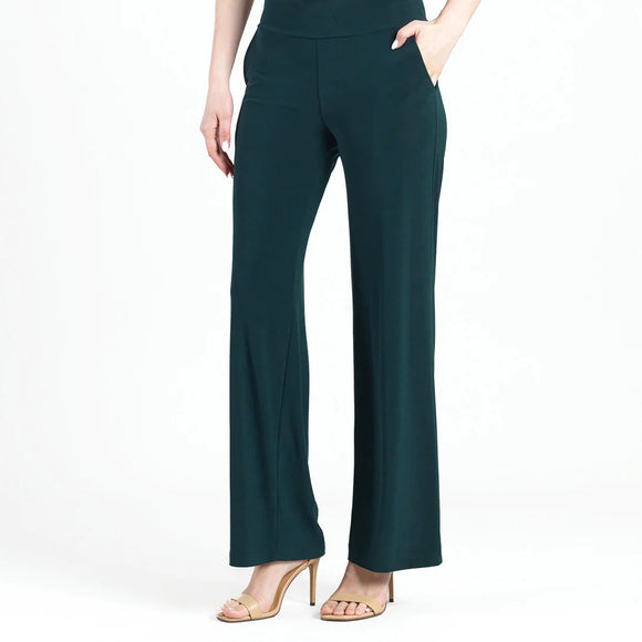 Hunter Green Super Soft Knit Wide Leg Pants by Clara Sun Woo