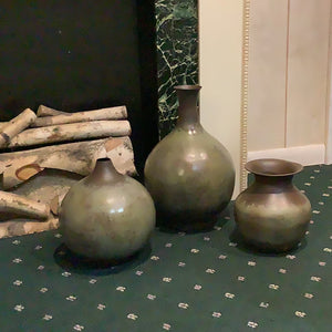 Brown and Green Metal Vases- 3 Sizes