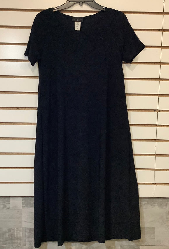 Black Flared A-Line, Round Neck, Short Sleeve Dress, Matching Shrug Sold Separately by Sea and Anchor.