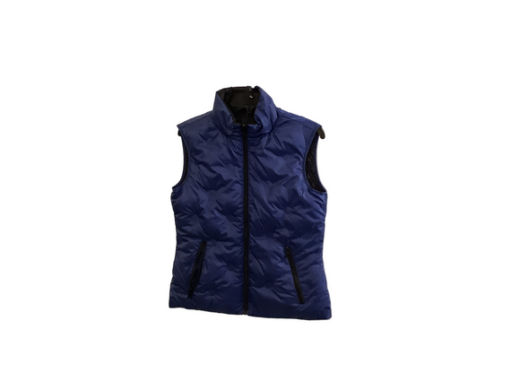 Royal Blue Reversible to Black Quilted Vest by Orly.