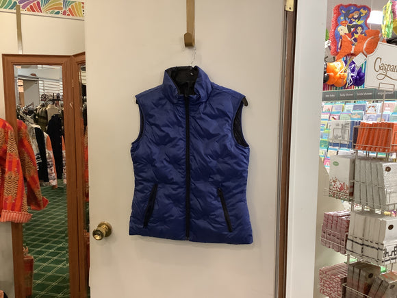 Royal Blue Reversible to Black Quilted Vest by Orly.