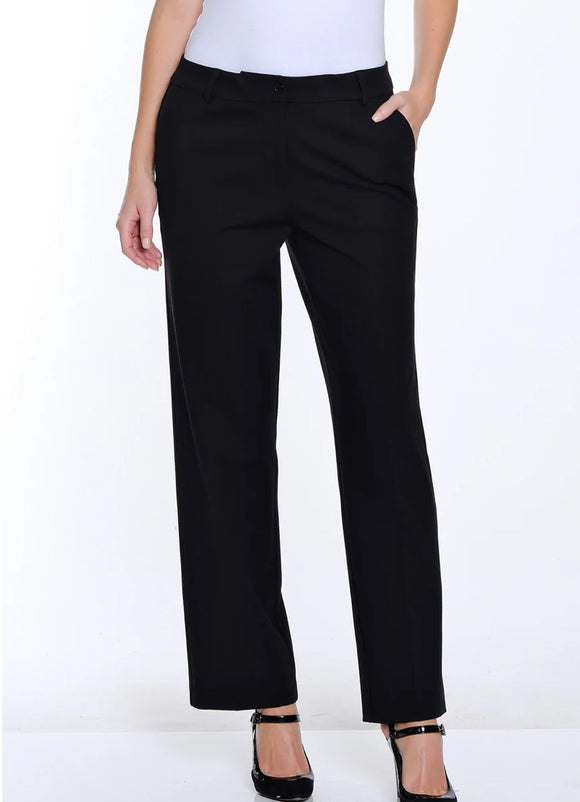 Slimsation Black Zip Front Trousers w/Real Front Pockets and Faux Rear Pockets by Multiples.