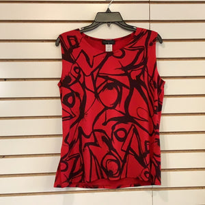 Red Sleeveless Tank w/Black Swirl Print by Sea and Anchor.
