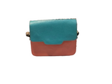 Animal Print/Dark Green Crossbody Purse Reverse Side Teal/Salmon Leather  by Soruka