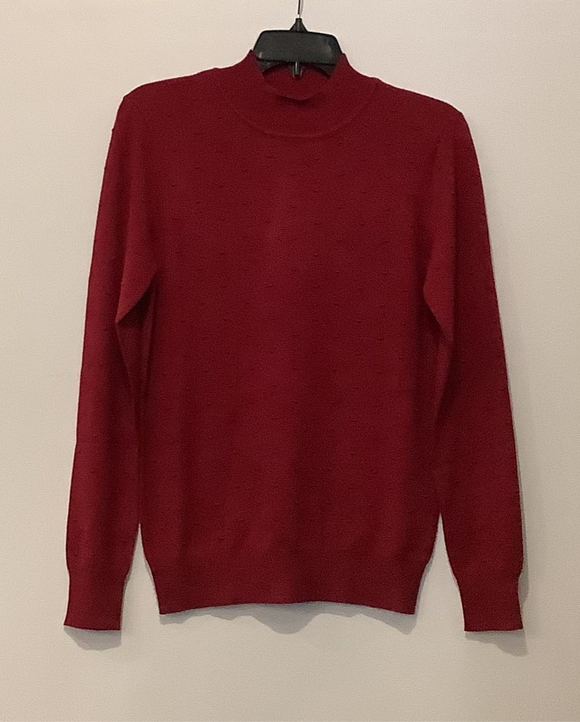 Raspberry Mock Turtle Neck Sweater w/Raised Dots by Carre Noir.