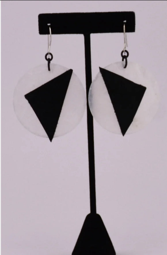 Artistic Black/Silver Geometric Super Light Weight Necklace and Matching Earrings by OC.