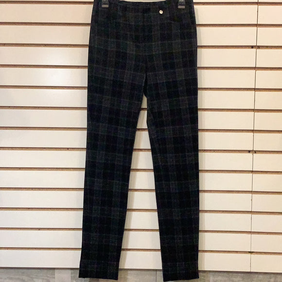 Black/Grey Plaid Pull On Pants by Robell.