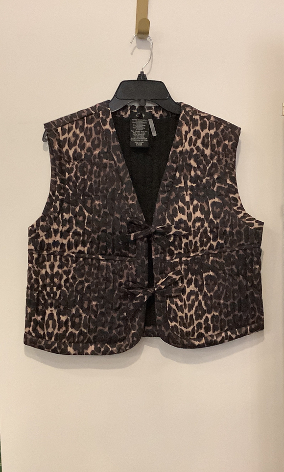 Black/Brown Animal Print Front Tie Vest by Orly.
