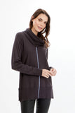 Onyx Detachable Cowl Neck Sweater with Powder Blue Front Stitching by Sea and Anchor.