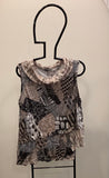 Beige/White/Black Cowl Neck Crinkle Mixed Media Tank by Shana.