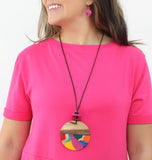 Multi Colored Pendant Necklace with Adjustable Cord by Sylca Designs.