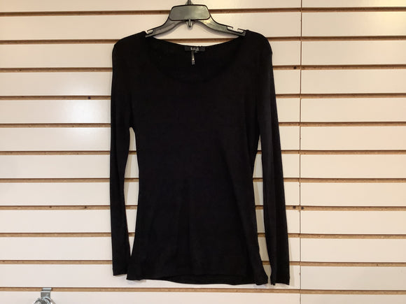 Black Double Layer Scoop Neck Mesh Long Sleeves Top by Lior of Paris.