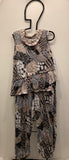 Beige/White/Black Cowl Neck Crinkle Mixed Media Tank by Shana.