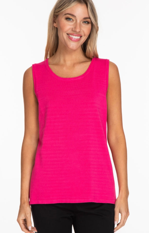 Fuchsia Scoop Neck Tank Top by Multiples.