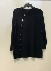 Black Round Neck, Long Sleeve Tunic w/Gold Button Detail Down the Front by Sunday.