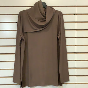 Taupe Cowl Neck Long Sleeve Pullover Tunic by Simply Noelle