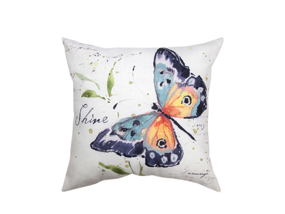 Beautiful Butterfly Spring Meadow “Bloom” Pillow by Climaweave.  18”x18”