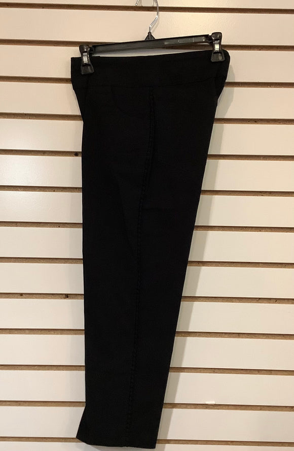Black Pull-On Capris w/Pockets and Detailing on Side Seams by Carre Noir.