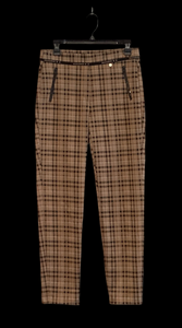 Tan/Black Plaid Pull-On Straight Leg Pant by Robell.