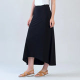 Black Cascade Drape Hi-Lo Maxi Skirt by Clara Sun Woo. Made in the USA.