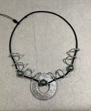 Artistic Black/Silver Swirl Design Super Light Weight Necklace and Matching Earrings by OC.