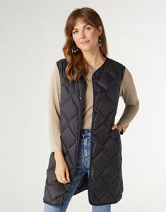 Black Packable Lightweight Down Vest by Coco + Carmen