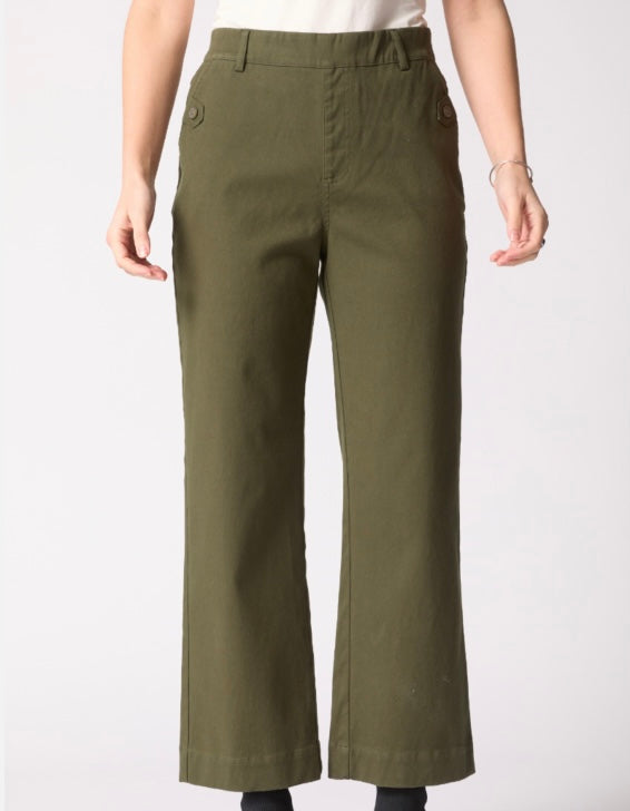Green Ultra Stretch Twill So Ho Straight Leg, Pull On by Habitat.