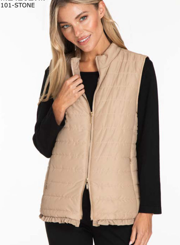 Tan Puff Vest w/Bottom Ruffle by Multiples.