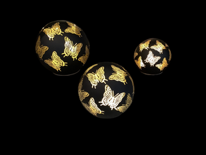 Black and Gold Set of 3, Laser Engraved Butterfles LED Globes