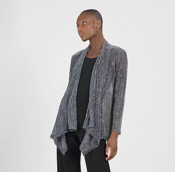 Silver Shimmer Optional Front Tie Cardigan by Clara Sun Woo