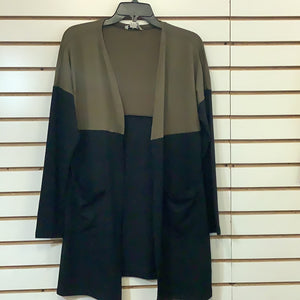 Green/Black Block Cardigan Long Sleeve Top by Simply Noelle