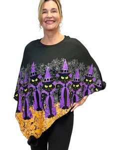 Witchy Black Cats Poncho