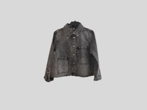 Grey Stone Wash Jean Jacket w/Long Sleeves by Lior