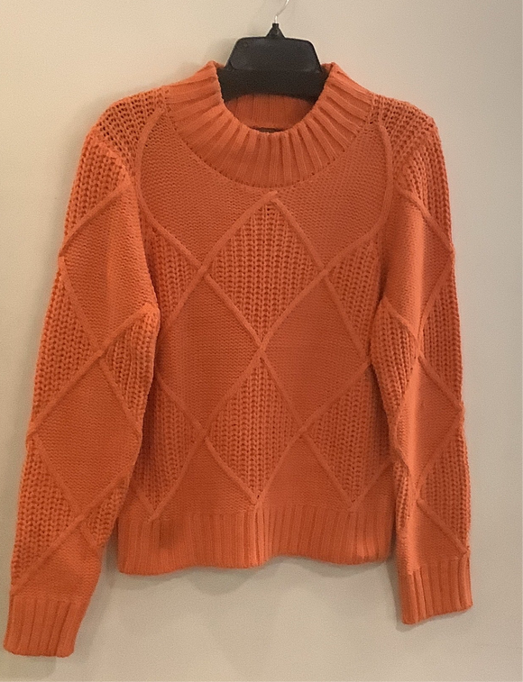 Pumpkin Cable Knit Mock Turtle Neck Sweater by Dolcezza.