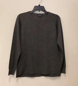 Dark Grey Round Neck, Long Sleeve Sweater w/ Center Seam Detail by Sunday.