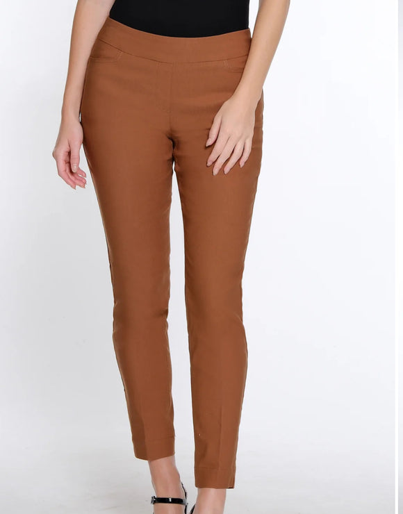 Slimsation Bark Color Pull On Ankle Pants w/Front and Rear Pockets by Multiples.