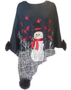 Cardinal Snowman Poncho