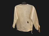 Kunky’s Cream Round Notched Neck Sweatshirt w/Hand Painted Brown Flowers on Front and Drawstring Ties on Sides and Sleeves.